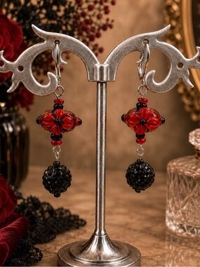 Wedding Cake & Crystal Balls Dangle Earrings